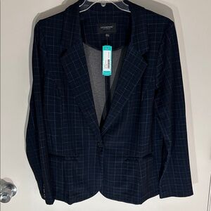 Liverpool Navy Blue Windowpane Checkered Blazer, NWT